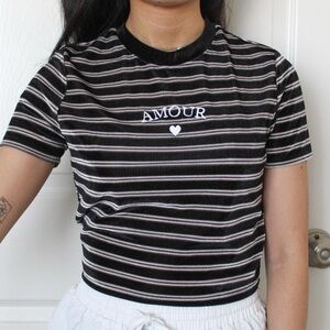 Striped Black and White 'Amour' Women's Top